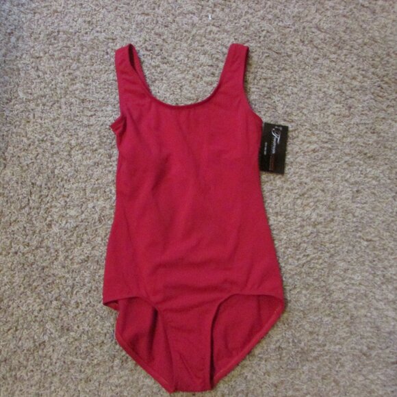 NWT Theatricals Dancewear Medium Adult Red Tank Leotard Bodysuit Shelf Bra - Picture 1 of 2